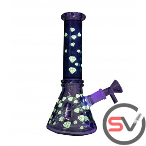 BLUE DIAMOND GLASS MINI BEAKER 8inch (GLOW IN DARK)